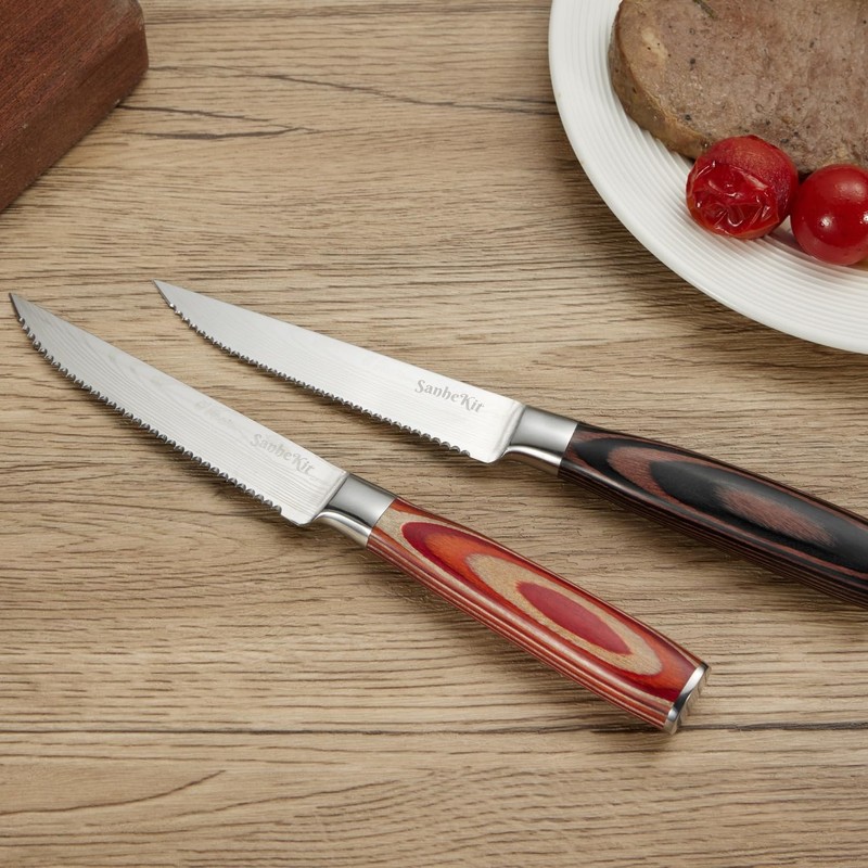 SanheKit Steak Knives Set, 6/8/14 Piece Options, German High Carbon