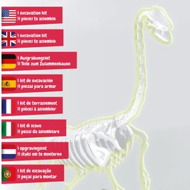 Science4you Brachiosaurus Excavation Set - Archeology Set for Children that Glow in the Dark, Dig Your Dinosaur Toy, Gift, Dino Game for Boys and Girls, Medium