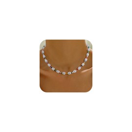 Eaciy Summer Bead Necklace for Women - Boho Colorful Bead Choker Necklace Pearl Necklaces Waterproof Jewelry Summer Beach Choker Necklaces for Women Gifts