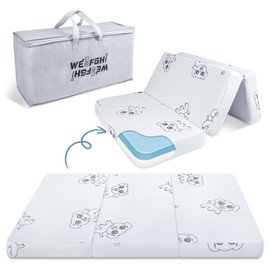 WEVFGHI Trifold Pack and Play Mattress, 38x26 Pack n Play Mattresses with Removable Washable Cover, Breathable Memory Foam Crib Playpen Mattress for Baby Toddler, Portable with Travel Bag