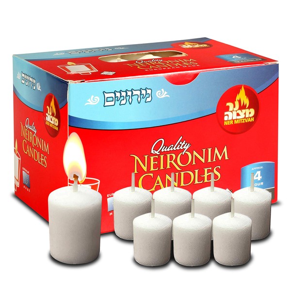 Ner Mitzvah 4 Hour Neironim Candles – Shabbat and Votive Wax Candle – 72 Count