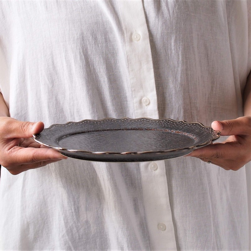 Minoru Pottery Mino Ware Omnis 220 Oval Plate KURO (Black)