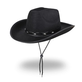 JUSTOTRY Black Cowboy Hat for Women Men Wide Brime Cowgirl Hats for Girl Dress up Disco Party (Black)