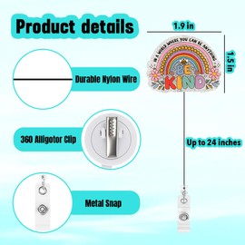 Inspirational Badge Reel Retractable Clip be Kind Bee Cute Nurse Teacher Doctor Social Worker Boss Coworkers Badge Holder Gifts for Women Her Work Office Alligator Clip Badge Accessories