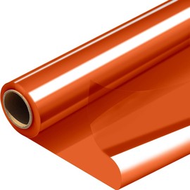 PerkHomy Colored Cellophane Wrap Roll 16" x 100' 3 Mil Thick Cellophane For Gift Basket Treats Goodie Wrapping Craft Flower Bouquet Plastic (Orange, 100ft (16in Width))