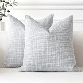 JOTOM Pack of 2 Blue Grey Linen Throw Pillow Covers 18x18 Inch Soft Soild Decorative Pillow Covers Square Pillowcase for Sofa Living Room Couch Bed 45x45 cm (Blue Grey)