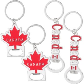 KALLORY 4 Llaveros de Metal con Bandera de Canadá, Diseño Único, Aleación de Zinc, Multifuncionales y Ligeros para Souvenirs de Viaje y Regalos de Cumpleaños