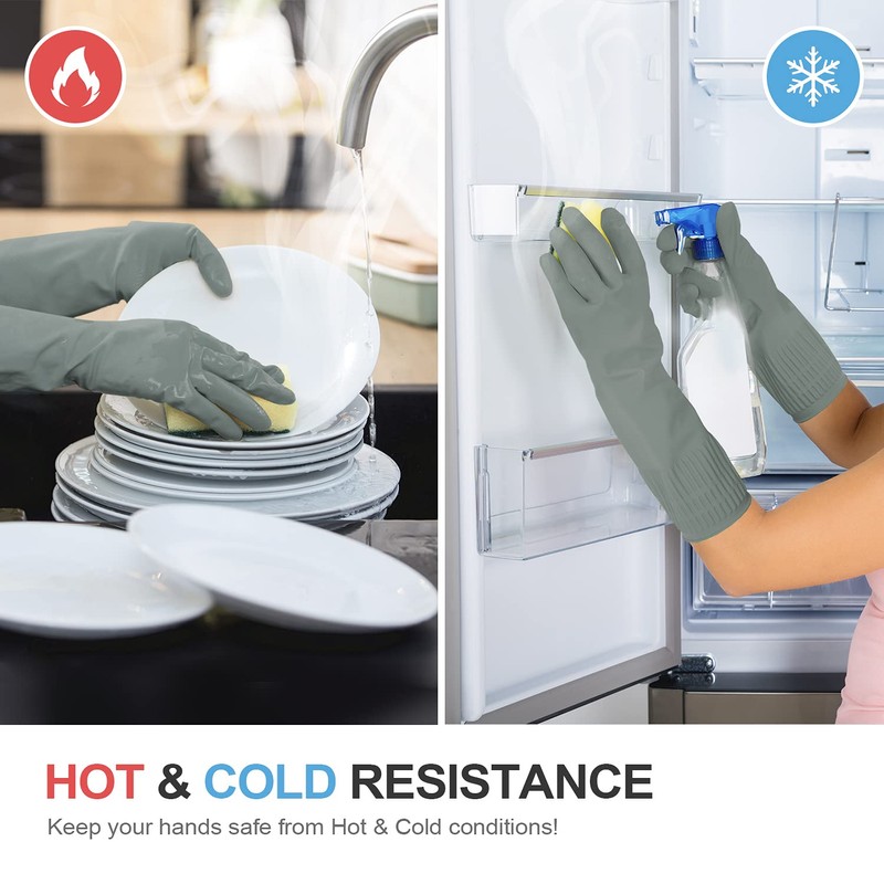 DABOGOSA MAMISON Reusable Household Dishwashing Cleaning Rubber Gloves, Non-Slip Kitchen