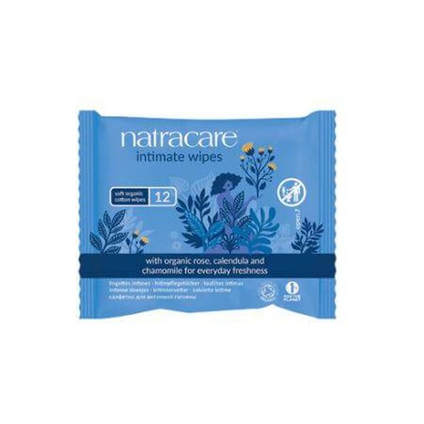 NatraCare Organic Cotton Intimate Wipes 12 Per Package