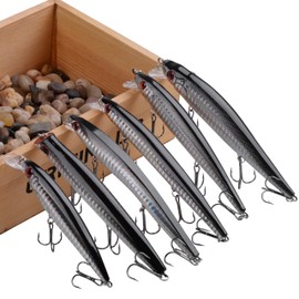 Fishing Lures Crankbait Kit,6Pcs Artificial Hard Lure Baits Topwater Lure Set Plugs Minnow Popper VIB Jerkbait for Trout Bass Saltwater Fishing