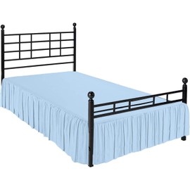 Peace Sleep Bedding - Ruffled Bed Skirt with Split Corners, Light Blue, Queen 18 Inch Drop Bedskirt, Hotel Quality Brushed Microfiber Wrinkle Free Dust Ruffle Bed Skirt Queen Size