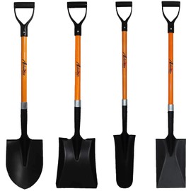 Ashman 4 Various Assorted Shovels (4 Pcs) 41 Inches Long D Handle Grip Multi-purpose (Round, Square, Drain Spade, Spade) Premium Quality Multipurpose Assorted Shovels with Strong Build