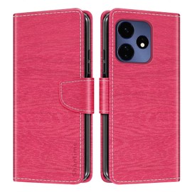Shantime Leather Wallet Case Compatible with Boost Celero 3 Plus 2024, Colorful Flip Cover with Card Holders Magnetic Closure Full Protection Shell(Rose Red)