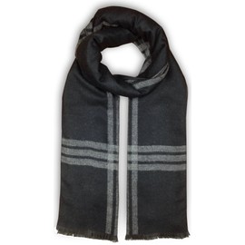 Livativ Bleu Nero Luxurious Winter Scarf for Men and Women – Large Selection of Unique Design Scarves – Super Soft Premium Cashmere Feel Black Grey Center Plaid