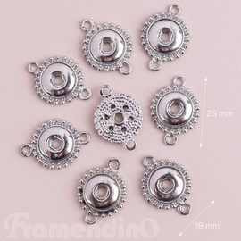 Framendino, paquete de 12 colgantes de plata con base a presión, colgantes intercambiables, con conector a presión, para pulseras, collares, joyería, Paquete de 12, Sin gemas.