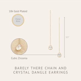 Ettika Threader Earrings. 18k Gold Plated, Gold Threader Earrings, Barely There Chain and Clear CZ Crystal Earrings. Jewelry