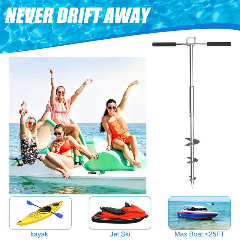 itayak Boat Sand Anchor, 34Inch Length 316 Stainless Steel Screw