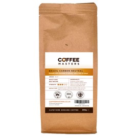 Coffee Masters Brazil Carbon Neutral Cafetiere Ground Coffee 200g - Ground Coffee for Cafetiere - Single Origin Coffee Ground from 100% Arabica Coffee Beans - Medium Roasted Brazilian Coffee