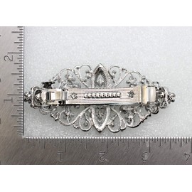 Faship Red Floral Crystal Hair Barrette Clip - Red