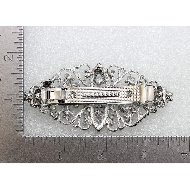 Faship Red Floral Crystal Hair Barrette Clip - Red