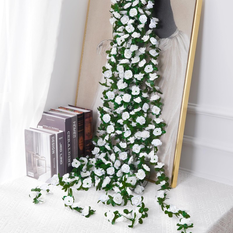 BLEUM CADE 5Pcs 16.4Ft Fake Flower Garland Artificial Rose Vines