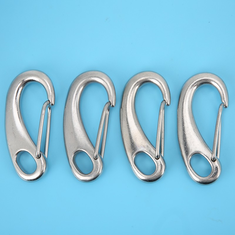 4pcs 100mm Heavy Duty Snap Rope Hook Stainless Steel Spring