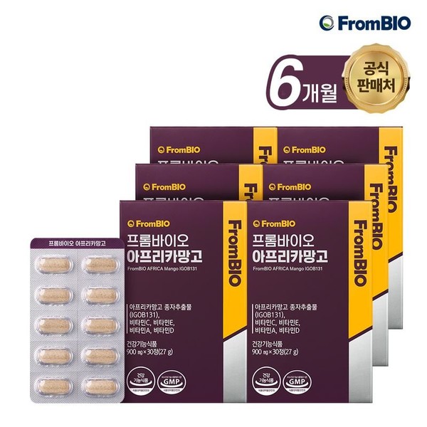 From Bio African Mango 30 tablets x 6 boxes/6 months, single option / 프롬바이오 아프리카망고 30정x6박스/6개월, 단일옵션