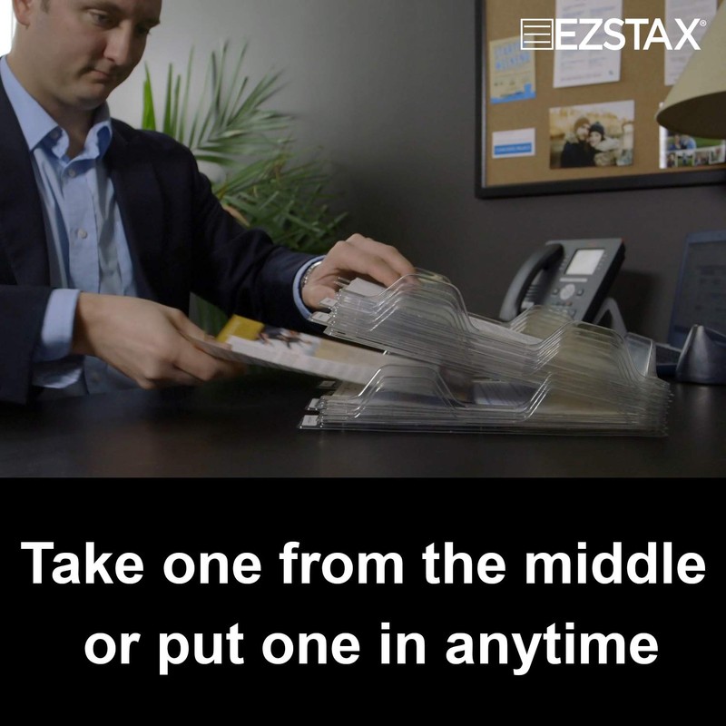 EZSTAX File Organizers - Letter Size, Stackable Trays for Desk