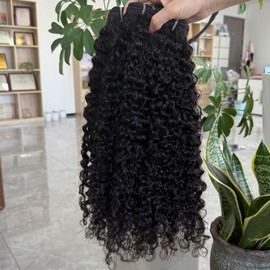 3C4A Burmese Curly Human Hair Bundles 24 Inch 1 Curly Bundles Unprocessed Burmese Raw Hair Extension Real Human Hair 16A Natural Color