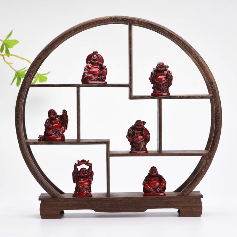 BRABUD Feng Shui 2in Red Resin Laughing Buddha Statue Figurines