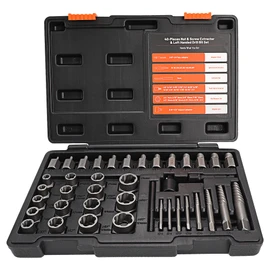 UYECOVE 40 Pcs Screw Extractor Set, 2-in-1 Hex Head Multi-Spline Lug Nut Remover, 3/8 Inch Drive Easy Out Bolt Extractor Set for Removing Stripped, Rounded, Damaged, Broken Studs Bolts Screws