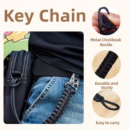 RyanDesign Tactical Paracord Keychain with Cobra Weave - Military Grade 550 Survival Gear, Anti-Loss Carabiner Clip for Hiking/Camping - Secure Keys, ID Badge, Tools (Gift Ready)