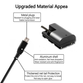Camaisa ACK-E6 DR-E6 DC Coupler Type-C USBC PD Braided Cable to LP-E6 E6N for Canon EOS 6D 7D 60D 70D 80D 90D R R5 R6
