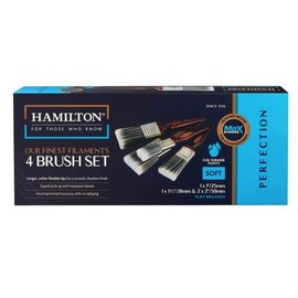 4 Piece Hamilton Perfection Max Stroke Soft Synthetic Flat Brush Set (1 x 1", 1 x 1.5", 2 x 2")