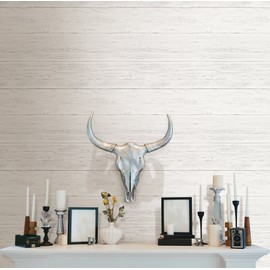 NuWallpaper NU3127 Shiplap Peel Stick Wallpaper, White & Off-White