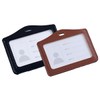 2 Pcs Black&Brown Leather ID Badge Holder, One Sided Clear