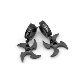 Fabric of the Universe Stainless Steel Dangle Pendant Earrings (SRK-02 Black Shuriken)