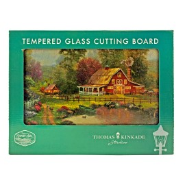 Thomas Kinkade Country Farm House Tempered Glass Cutting Board - Country Side