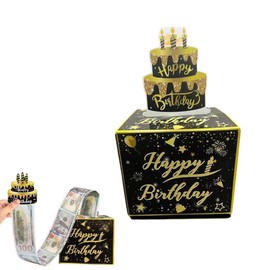 GJKLO Birthday Gift Box, Money Box for Cash Gift, Contains 30 Bags, Freely Removable, DIY Surprise Box, Happy Birthday Box Pull Gift