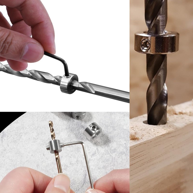 9-Piece Depth Stop Rings Set, Drill Depth Limiter, Limit the