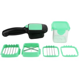 5 in 1 Multifunction Vegetable Cutter Fruit Salad Garlic Chopper Kitchen Tool Stainless SteelGreen