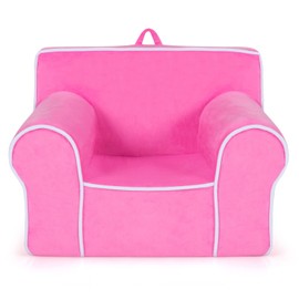 Costzon Kids Couch, Toddler Soft Sofa Chair w/Removable & Washable Velvet Surface for Preschool, Play Room, Nursery, Kindergarten, Toddler Sofa Couch for 0-5 Year Old Boys Girls Birthday Gift (Pink)