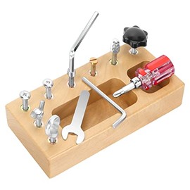 TeSabMi Montessori Juego de tablas de destornilladores – Juguetes Montessori de madera para niños de 3, 4 y 5 años, juguetes de habilidades motoras finas, herramientas Montessori para niños, juguetes sensoriales de aprendizaje preescolar