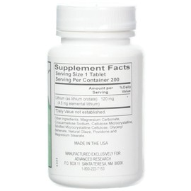 NCI Advanced Research Dr Hans Nieper Lithium Orotate Tablets 120 mg 200 Count Dietary Supplement