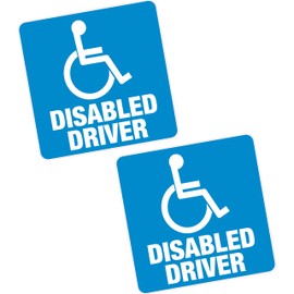2 x Disabled Driver Blue Badge 6" 150mm Sq Vinyl Sticker Car Van Home Motability