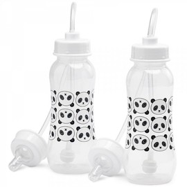 Hands-Free Baby Bottle - Anti-Colic Self Feeding 9 oz Baby Bottle Nursing System with Fast Flow Nipple/Teat 3m+ Infant (2 Bottles - Panda)