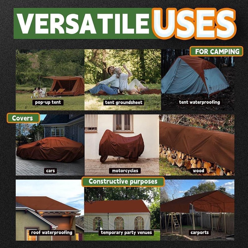 RAINDEWAY 8x8 Feet Super Heavy Duty 18 Mil Brown Poly