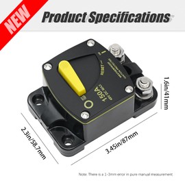 Zreneyfex 150 Amp Marine Circuit Breaker 12V-48V DC for Marine Boat Trolling Motor with Manual Reset Switch, Waterproof