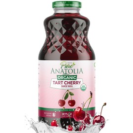 Organic Tart Cherry Juice by Pure Anatolia - USDA Organic, Gluten Free, Vegan, No Preservatives, Non GMO- Reusable 1 Glass Bottle of 32 fl oz.