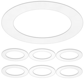 6 Pack Gloss White Goof Trim Ring for 8" Inch Recessed Can Lighting Down Light, Outer Diameter 8.6 Inches, Inner Diameter 6.2 Inches